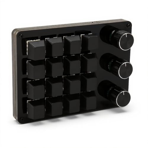 Clavier Programmable 16 Touches 3 Boutons avec Interrupteur Bleu, Clavier Macro Mécanique échangeable à Chaud, Claviers de Jeu Programmables, Conception Séparée pour Les Médias
