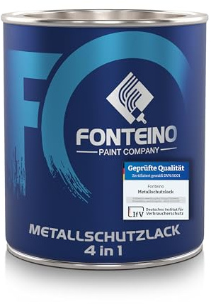 Fonteino Metallschutzlack 3in1 Rostschutzfarbe Metallfarbe Lichtgrau 750ml | Direkt auf Rost, Für Stahl, Aluminium & Eisen, Ideal für Garagentor, Gartenmöbel, Zäune & Geländer, Hohe Deckkraft, Spritzbar