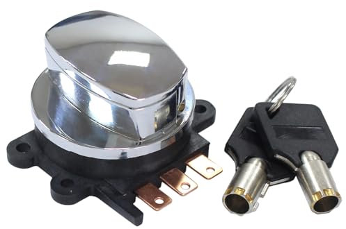Zündschloss elektronisch Zündschalter Zündung Starter Schalter Schloss Schlüssel Chrom für Harley Davidson Road King Dyna Wide Glide Fat Bob Super Glide Softail Springer Standard Heritage 1993-2013