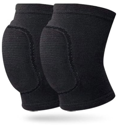 EIHI Ginocchiere, Ginocchiere morbide, Ginocchiere Elastiche Unisex, Ginocchiere Elastiche Antiscivolo per Danza, Calcio, pallavolo, Basket, Yoga, Confezione da 2 (Black)