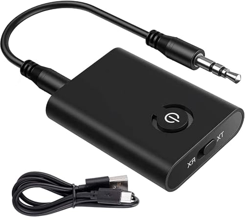 Adaptador Bluetooth Audio 5.0, Transmisor Receptor Inalámbrico 2 en 1, Adaptador Bluetooth 5.0 Transmisor con Cable de 3,5 mm para Auriculares MP3/MP4 Altavoz HiFi Radio Coche TV PC Portátil Tablet