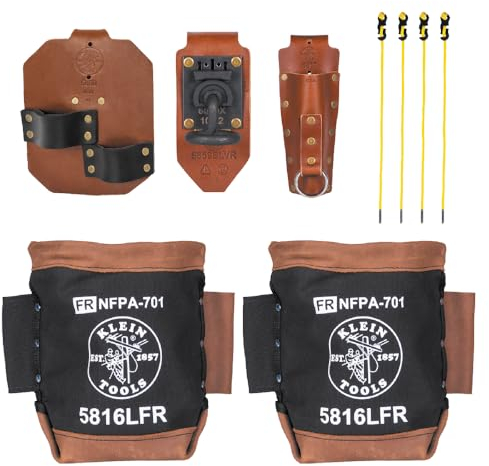 Klein Tools 5800HRN Werkzeughalter-Set für Eisenarbeiter-Werkzeuge, Spudschlüssel, Verbindungsstange, Bullstifthalter, (4) Spanngurte, (2) Bolzenbeutel