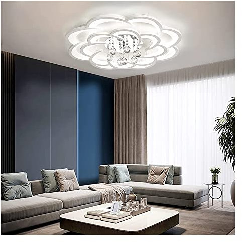 Moderne Deckenleuchte Deckenlampe LED-Deckenleuchte in Blumenform aus Acryl und Kristall, moderner Kronleuchter, bündige Montage in der Nähe der Deckenleuchte for Wohnzimmer, Esszimmer, Schlafzimmer W