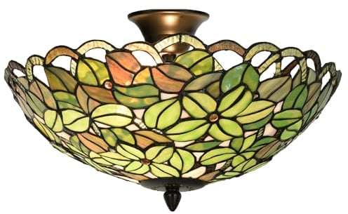 Clayre & Eef Deckenlampe Tiffany Ø 41x24 cm Grün Glas Tiffany Lampen