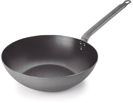 LACOR - 63233 - Wok Ferrum, Wok Hierro 100% Natural con Antiadherente Tri-Capa, Libre de PFOA, Mango Ergonómico, Apto para Todo Tipo de Cocinas, Alta Conductividad Térmica, Ø32 cm, Espesor 2 mm