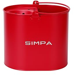 simpa 14L 14 Litre Stylish Metal Mop Buckets with Matt Red Colour Finish.