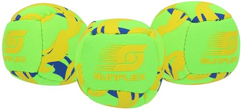 Sunflex Neopren Funbälle Flames Firegreen | 3 Bälle zum Jonglieren Werfen Fangen Kicken | Ball weich und leicht für den Strand und den Garten| extrem robust und für Jede Altersgruppe
