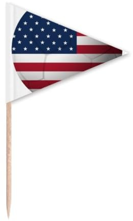 Cupcake-Topper, Motiv: USA-Nationalflagge, Fußball, Zahnstocher, Dreieck, Cupcake-Topper