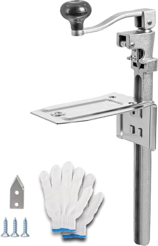 Gekufa Commercial Manual Can Opener With 2 Blades for Cans Up to 10 Inch/250mm Tall, Plated Steel Base, Adjustable Heavy Duty Bench Tin Opener for Kitchen