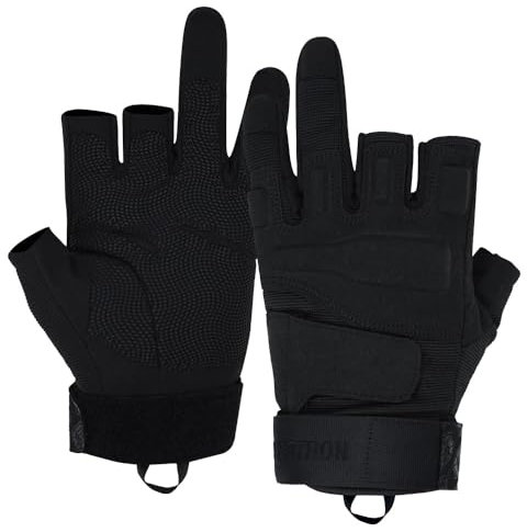 Seibertron® Homme Noir S.O.L.A.G-T Gants d'assaut Opérations spéciales 3 Couper Doigt Tactique Demi de Gants de Doigt (XXL)