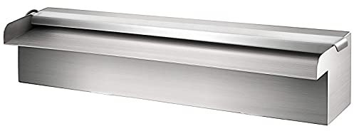 Fontana rettangolare per piscina a cascata, con striscia luminosa a LED, in acciaio inox, per laghetti, piscine e giardini