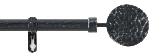 TIENDA EURASIA - Barra Cortinas Extensible | Medida 120 a 210 cm | Diseño Envejecido | Barra para Cortinas de Metal con 2 Terminales, Soportes y Tornillos | Barras de Cortinas Decorativas (Negro)