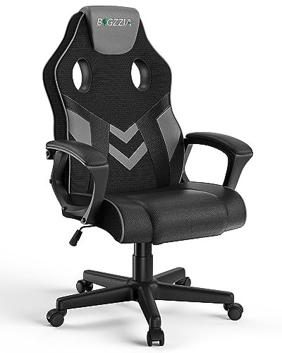 bigzzia Gaming Chair Ergonomic Computer Chair Height Adjustment with Fixed Armrest (Classic, Grey)