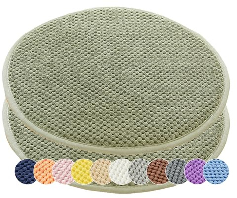 1/2er Set Rund Sitzkissen Kordsamt Rund Stuhlkissen Polster Auflage Kissen, Stuhlauflage rutschfest Sitzpolster für Haus & Garten Büro (Grün,30x30cm (2er-Pack))