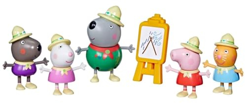 Hasbro PEPPA PIG Spielset Camping mit Freunden - 5 Figuren à 7 cm Peppa Candy Katze Danny Hund Suzy Schaf und Herr Wolf
