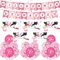 Willkommen Zuhause Welcome Home Baby - Storch Geburt für Draussen Herzlich Willkommen Girlande Hängende Spiralen Welcome Baby Girl Banner, Konfetti Luftballons, Rosa Babyparty Baby Shower Deko Mädchen