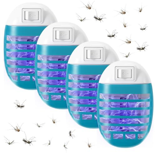 Lampe Anti-moustiques Electrique Paquet de 4, Anti-Moustique Intérieur, Non Toxique, Prise Anti Insectes Electrique, Moustique Tueur avec UV Lampe pour Insectes, Moustiques, Mouches