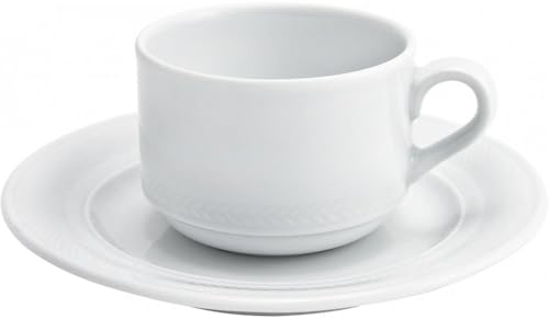 KAHLA Matinee Kaffee-Obertasse 0,22 l stapelbar | Tasse mit Fischgrätenmuster aus Porzellan