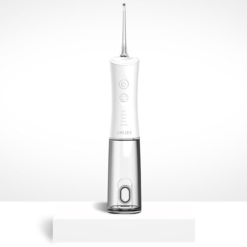 SMILEY Pro Aqua Munddusche Kabellos Zahndusche | Elektrisch Zahnreinigung Zahnzwischenraumreiniger Irrigator Zähne | Waterflosser Zahnreinigungsset Zwischenräume Zahnspülung Gerät mit 4 Tipps