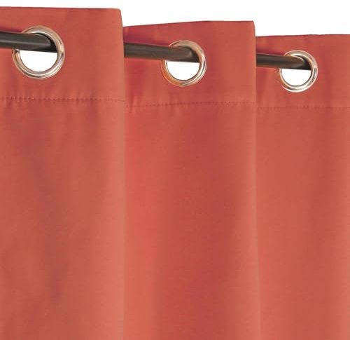 Atout Ciel Rideau Thermique doublé Polaire Ton sur Ton à œillets 140x240cm prêt a Poser, Terracotta