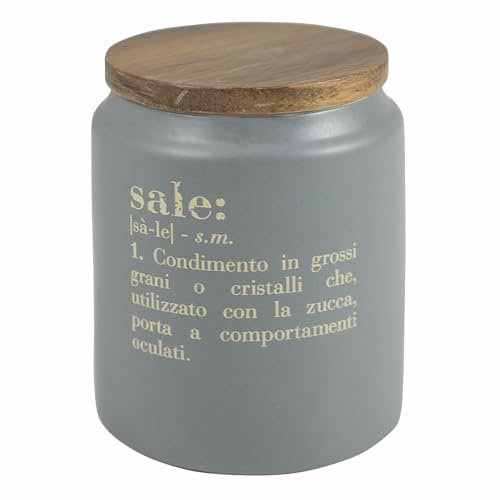 Villa d'Este Home Tivoli 1996 Pot à sel 1100 ml en céramique, couvercle en bambou, Victionary