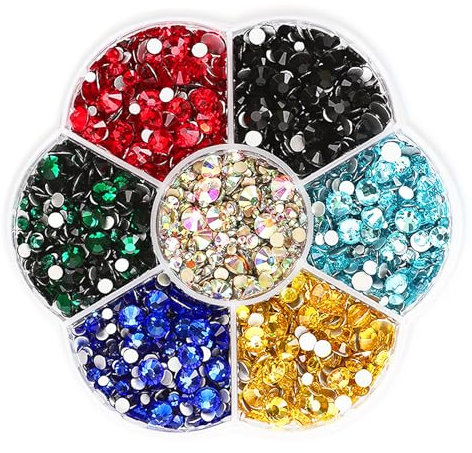 Barlone 3150 Stück Hotfix Strasssteine, 7 Farben Strasssteine für Textilien, Glitzersteine Silber mit Flacher Rückseite zum Basteln, 7 Größen 1,5mm-4,8mm Rhinestones für Kleidung Schuhe DIY Handwerk