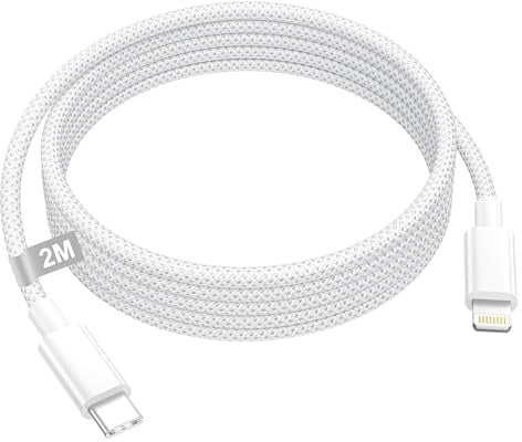 Cable iPhone 2M [Certificado MFi], Cable Lightning USB C Cable iphone | Carga Rapida Tipo C Nylon iphone Cable Cargador iPhone cable para Apple iPhone14 13 12 11 Pro Max/Mini/XS/XR/SE/8Plus/iPad