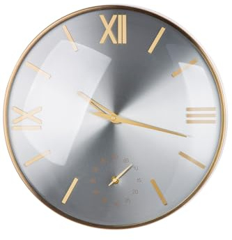 Casablanca Wanduhr - Metall - Rund - Ø 41cm - Champagnerfarben Silberfarben - Batterien in der Lieferung Nicht enthalten