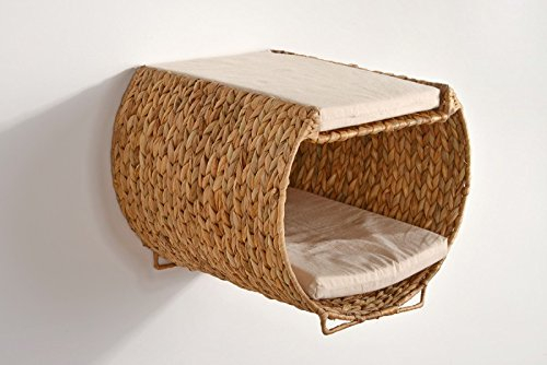 Lycce Katzentunnel Katzenhöhle mit weichem Kissen Wasserhyazinthe 34cm x 34cm x 29,5cm