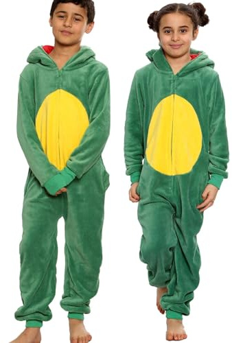 A2Z 4 Kids Soft Fleece Hooded Jumpsuit Pyjamas - E.Soft Dinosaur 3-4