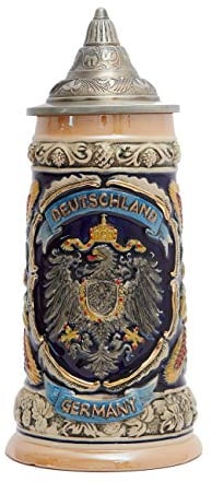 Amoy-Art Choppe de Biere Allemande Beer Stein Mug Aigle Oktoberfest Viking Tankard pour Anniversaire Cadeau Homme Père Mari 0.6 Liter