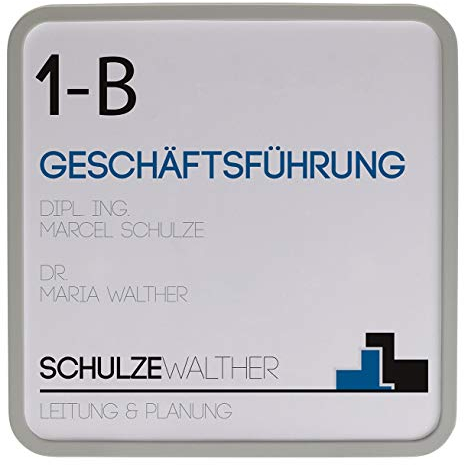 MAXI Türschild hellgrau | 150x150mm | inkl. entspiegelter Abdeckung | Türschild Büro | Büroschild