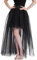 Happy Cherry Tutu Femme Jupe en Tulle Asymétrique Avant Court Arrière Longue Multi Couches Jupe pour Mariage Spectacle Danse Soirée Blanc/Noir, Noir, Tour de taille: 65-105cm