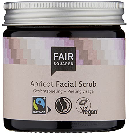 FAIR SQUARED Facial Scrub 50 ml Apricot - mit Fairtrade Aprikosenkernöl - Vegane Naturkosmetik im Zero Waste Mehrweg-Glastiegel