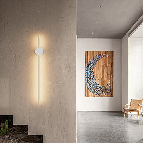 Klighten LED Wandleuchte Innen Lange, Weiß IP65 Außen Wandlampe, Lang Modern Außenlampe, Aluminium Wandbeleuchtung für Schlafzimmer Wohnzimmer Flur Villa, 60CM/18W, Warmweiß 3000K