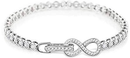 GNOCE Damen Tennisarmband silber 925 mit Zirkonia Steinen Unendliche Liebe Tennisarmband Armband mit Unendlichkeitszeichen Verschluss Modeschmuck für Frau Freundin Mädchen (17)