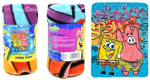 SpongeBob SquarePants Nickelodeon Coole Fleece-Überwurfdecke – Spongebob und Patrick Star Kinder-Überwurfdecke für Jungen und Mädchen, weich und gemütlich, leichter Plüschstoff, Bettbezug und