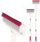 Kleeneze KL072573EU7 TPR Gel Lint Roller - with Telescopic Handle, Pet Hair Remover Roller, Lint Lifter, Use on Floors, Upholstery & Furniture, Washable and Reusable, Built-in Squeegee, Pink/Grey
