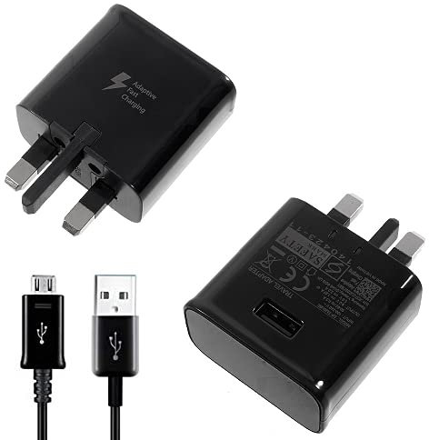 Genuine Samsung Galaxy Fast Adaptive UK Mains Wall Charger Plug & 1.5m Fast Charging USB Data Sync Cable For Samsung Galaxy S6, S6 Edge, S7, S7 Edge & Also includes 2 in 1 Stylus pen