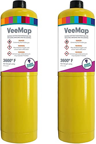 2 x Mark Vitow VMAP VeeMap MAPP Style Gas Cylinder, Yellow, 400g