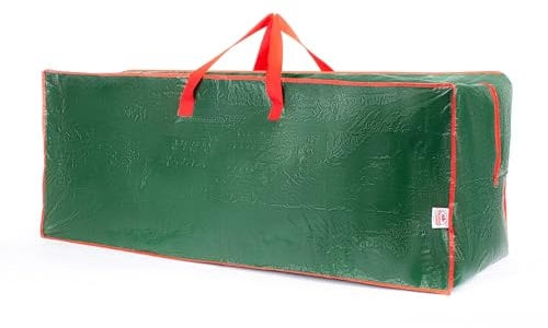 CHRISTMAS VILLAGE 7ft Christmas Tree Storage Bag - Heavy Duty Festive Season Xmas Tree Holder with Full Length Double Stitched Zip and Carry Handles (Green, 7ft Xmas Tree Storage Bag)