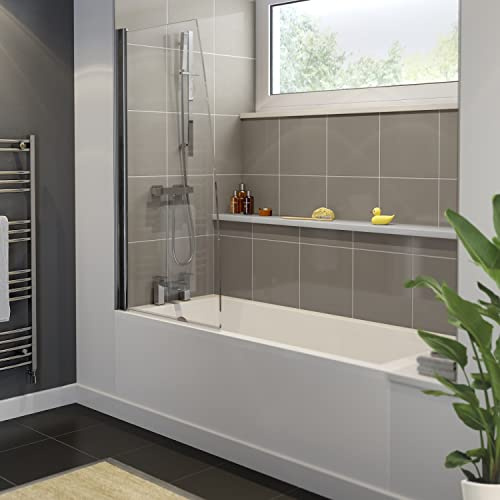 Affine 1600 x 700mm Straight Square Bathtub Shower Bath Bathroom Suite Frameless Square Clear Bath Screen Glass Panel Overbath Screen & Front Bath Panel