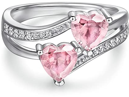 Whoiy 925 Sterling Silber Ringe Ring Ehering Herz mit Zirkonia Fein Frauen Schmuck Schmuck Geburtstag Geschenke für Frauen Mutter Freundin Ehefrau Silber Gr.49 (15.6)