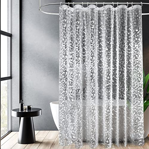 EurCross Duschvorhang 180 x 210 cm mit Gewicht Magnet Unten, Wasserdicht Duschvorhänge Transparent für Badezimmer, Eva Material Antibakteriell Antischimmel Badevorhang mit 12 Ringen