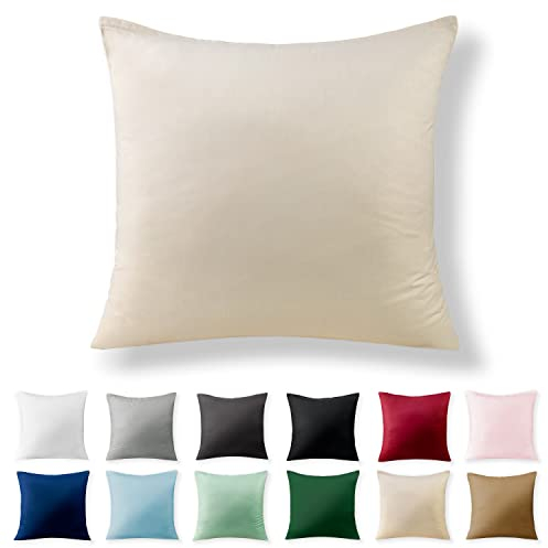 Alreya Renforcé Kissenbezug 50 x 50 cm - 100% Baumwolle mit YKK Reißverschluss, Superweicher Kopfkissenbezug 50x50, Kissenhülle, Beige, nur Kissenbezug