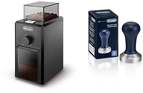 De'Longhi, Coffee Grinder KG79, Black & DLSC058 Coffee Tamper, Stainless Steel