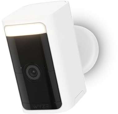 WYZE Wireless Outdoor/Indoor Battery Security Camera, 2.5K HDR Color Night Vision, Integrated Spotlight & Siren, Motion Detection, 2-Way Audio, Alexa & Google Assistant Compatible, White, 1-Pack
