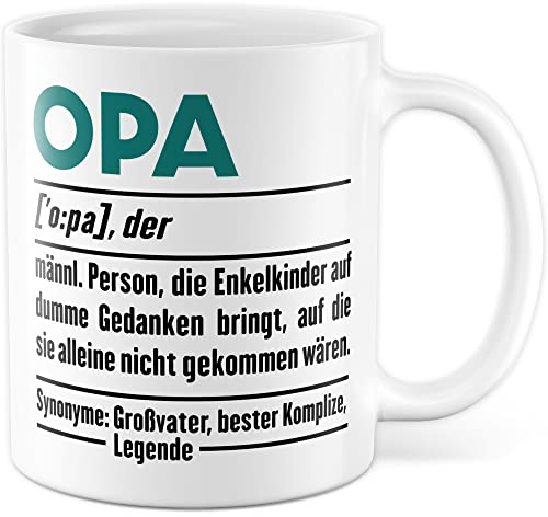 Tasse Opa Enkel Spruch Opas Geschenk Großvater schöne Geschenkidee Kaffee-Becher (Weiß/Weiß)