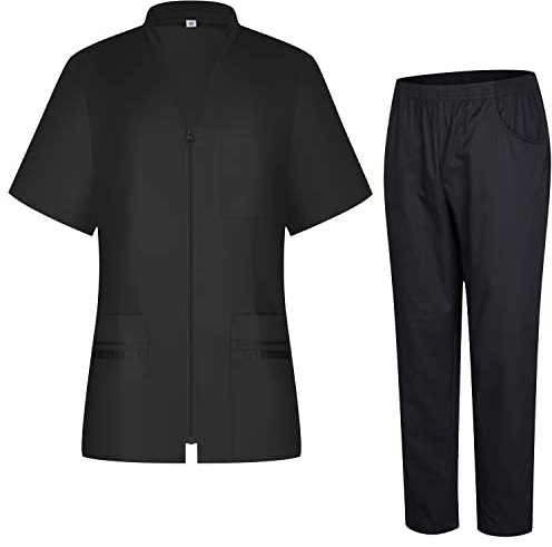 MISEMIYA - Uniforme Sanitario Mujer - Camisa Y PANTALÓN Sanitario para Mujer - Ropa de Trabajo para Mujer 712-8312 - XS, Negro