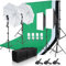 Andoer Fotostudio Set, 2M x 3M Hintergrund Stützsystem Greensreen Set, Softbox Studio Beleuchtungsset mit 5600K Glühbirne, Weißer Soft Light Umbrella, Fotolampes für Produkt Porträt Video Fotografie